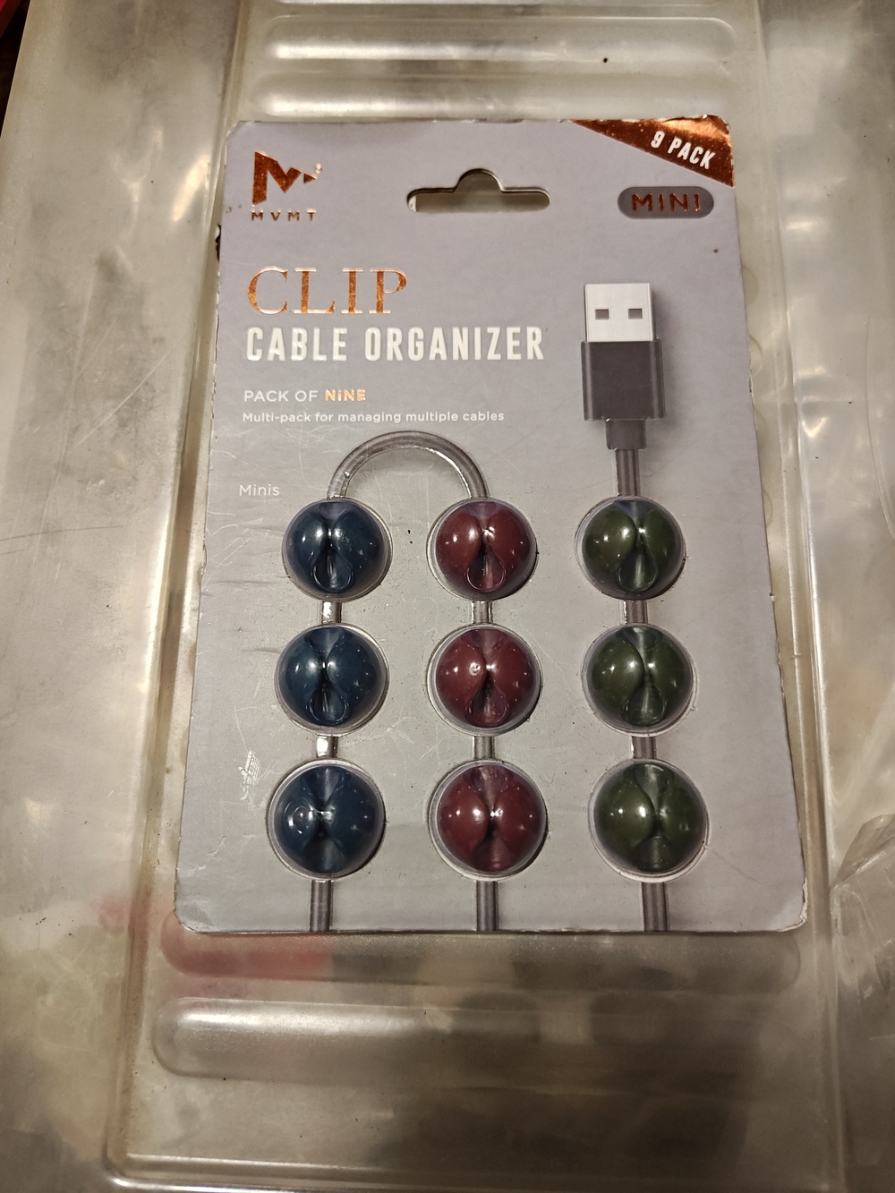 MVMT Clip Cable Organizer - Blue, Red, Green (9 Pack)
